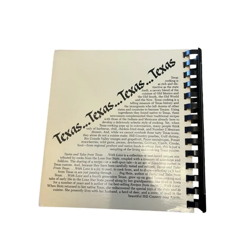 Tastes and Tales From Texas With Love Cookbook 1991 11th Printing Spiral Bound
